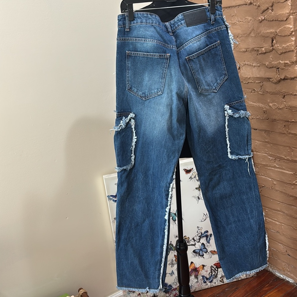 Men Distressed Blue Denim Jeans men size 32 - Picture 4 of 6